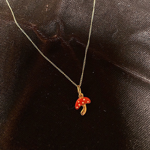 Delicate Vintage Ladybug or Mushroom Necklace- your choice! - Picture 2 of 7